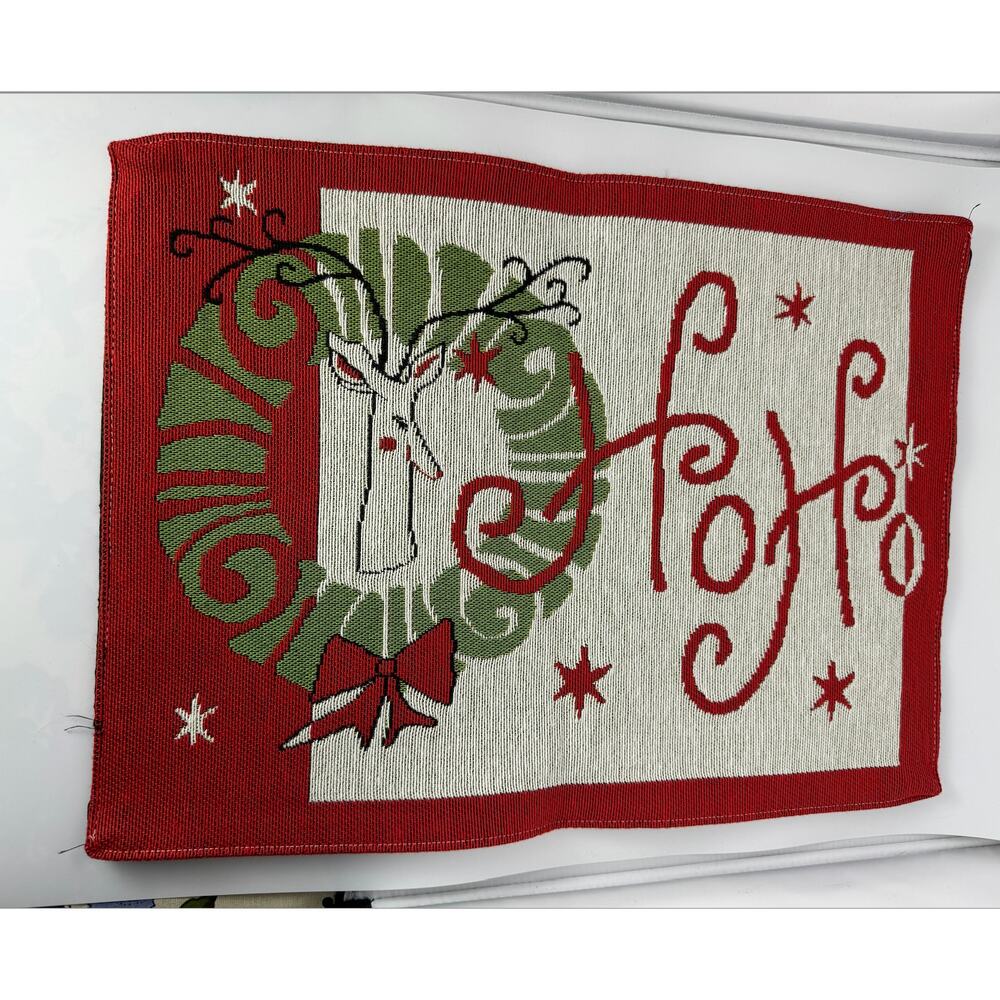 Vintage Christmas Ho Ho Ho‎ Holiday Placemat Raindeer